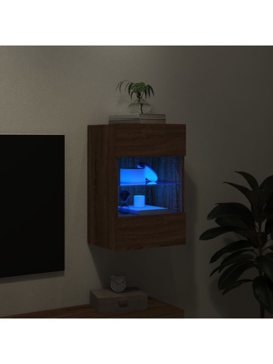 Tv plaukti ar led lampiņām, 40x30x60,5 cm, brūna ozolkoka