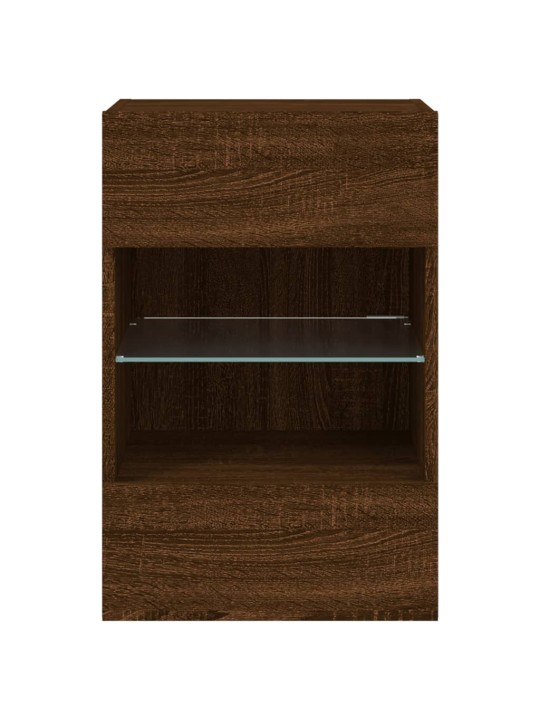Tv plaukti ar led lampiņām, 40x30x60,5 cm, brūna ozolkoka