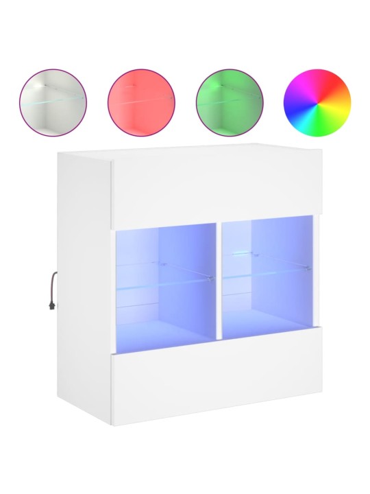 Tv galdiņš ar led lampiņām, balti, 58,5x30x60,5 cm