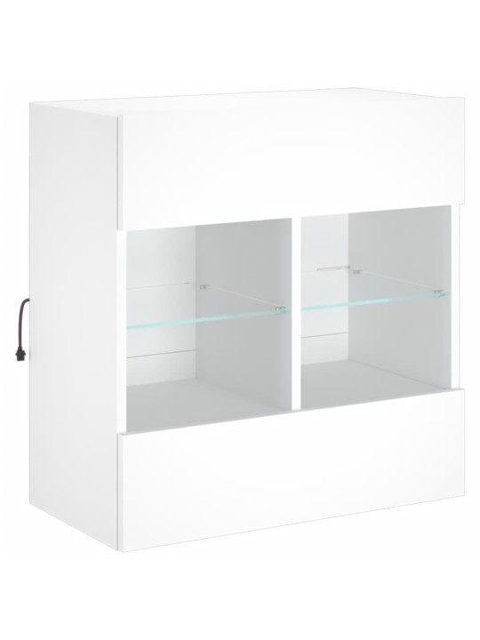 Tv galdiņš ar led lampiņām, balti, 58,5x30x60,5 cm