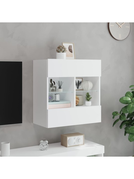 Tv galdiņš ar led lampiņām, balti, 58,5x30x60,5 cm