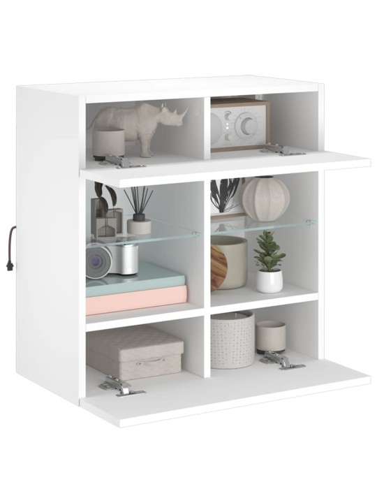 Tv galdiņš ar led lampiņām, balti, 58,5x30x60,5 cm
