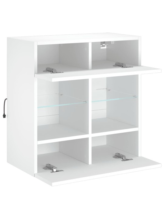 Tv galdiņš ar led lampiņām, balti, 58,5x30x60,5 cm