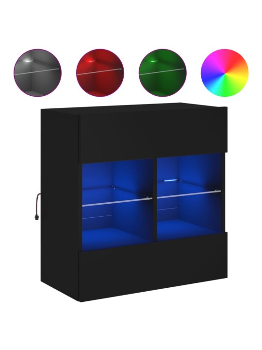 Tv galdiņš ar led lampiņām, melni, 58,5x30x60,5 cm