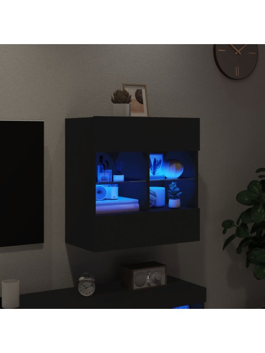 Tv galdiņš ar led lampiņām, melni, 58,5x30x60,5 cm