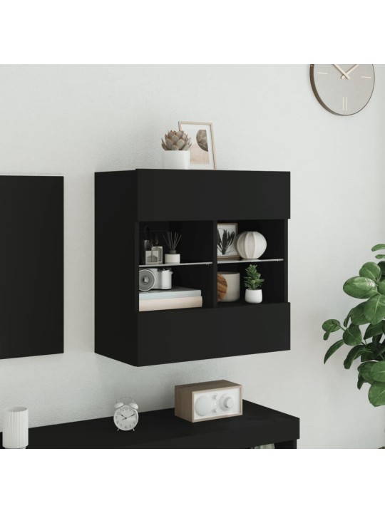 Tv galdiņš ar led lampiņām, melni, 58,5x30x60,5 cm