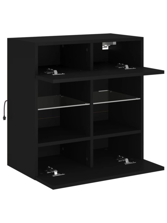 Tv galdiņš ar led lampiņām, melni, 58,5x30x60,5 cm