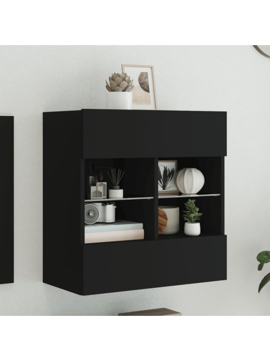 Tv galdiņš ar led lampiņām, melni, 58,5x30x60,5 cm