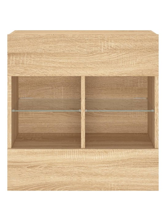 Tv plaukts ar led lampiņām, 58,5x30x60,5 cm, koka krāsā