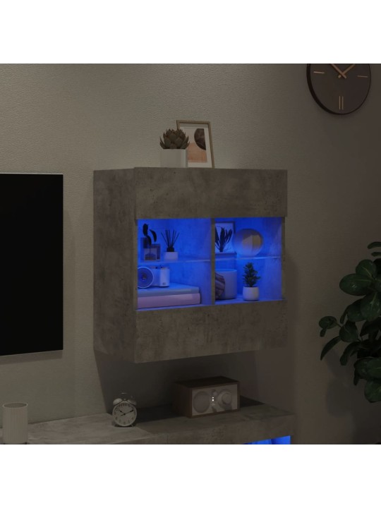 Tv galdiņi ar led lampiņām, betona pelēki, 58,5x30x60,5 cm