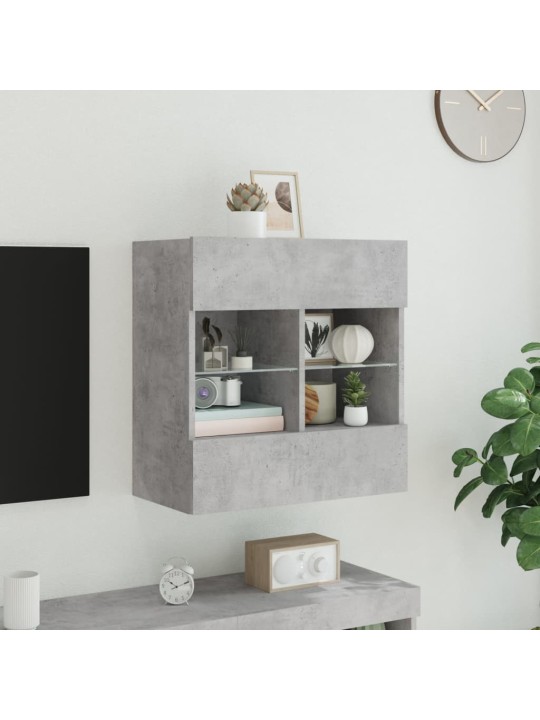 Tv galdiņi ar led lampiņām, betona pelēki, 58,5x30x60,5 cm