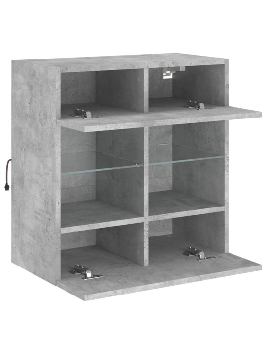 Tv galdiņi ar led lampiņām, betona pelēki, 58,5x30x60,5 cm