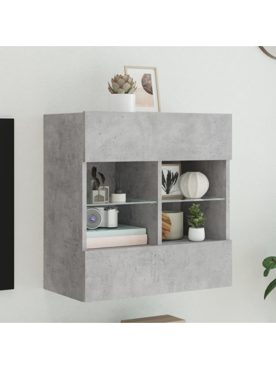 Tv galdiņi ar led lampiņām, betona pelēki, 58,5x30x60,5 cm