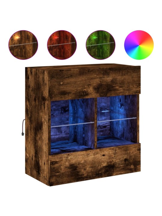 Tv plaukti ar led lampiņām, 58,5x30x60,5 cm, ozolkoka krāsā