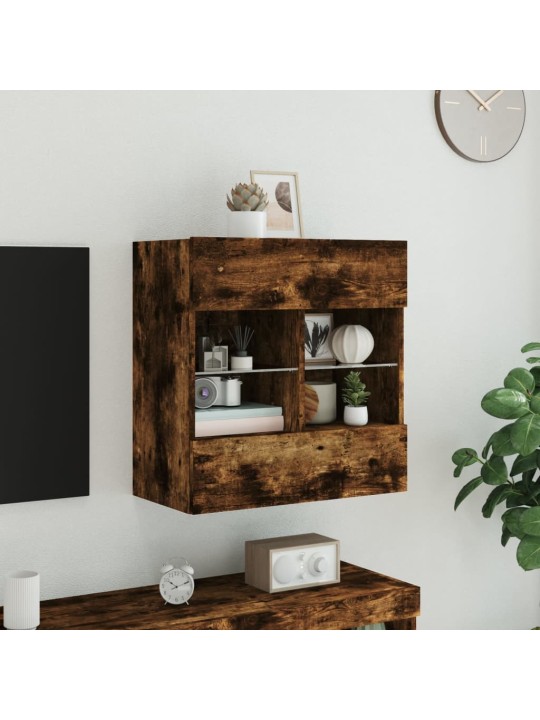 Tv plaukti ar led lampiņām, 58,5x30x60,5 cm, ozolkoka krāsā