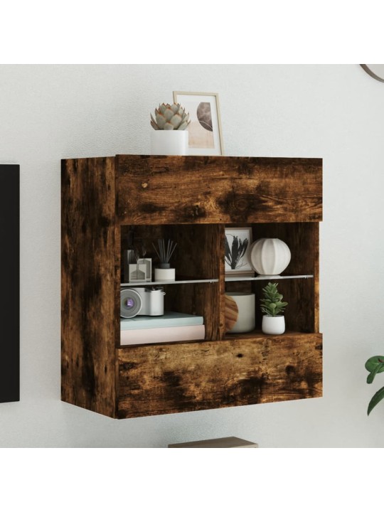 Tv plaukti ar led lampiņām, 58,5x30x60,5 cm, ozolkoka krāsā