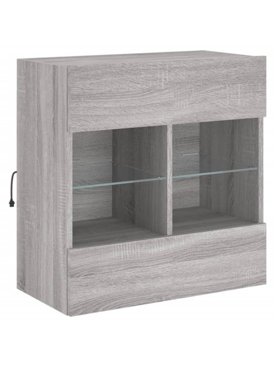 Tv skapītis ar led lampiņām, pelēka ozola krāsa, 58,5x30x60,5cm