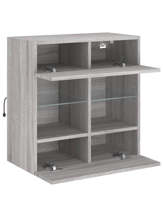 Tv skapītis ar led lampiņām, pelēka ozola krāsa, 58,5x30x60,5cm