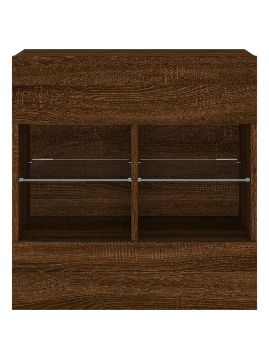Tv plaukti ar led lampiņām, 58,5x30x60,5 cm, brūna ozolkoka