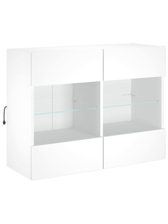 Tv galdiņš ar led lampiņām, balti, 78,5x30x60,5 cm