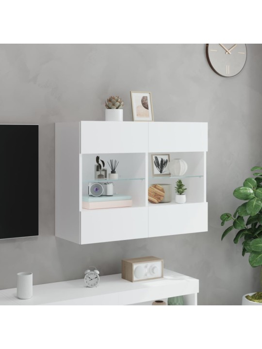 Tv galdiņš ar led lampiņām, balti, 78,5x30x60,5 cm