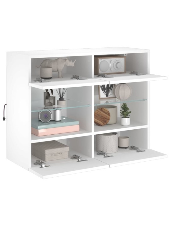 Tv galdiņš ar led lampiņām, balti, 78,5x30x60,5 cm