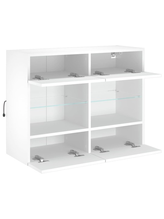Tv galdiņš ar led lampiņām, balti, 78,5x30x60,5 cm