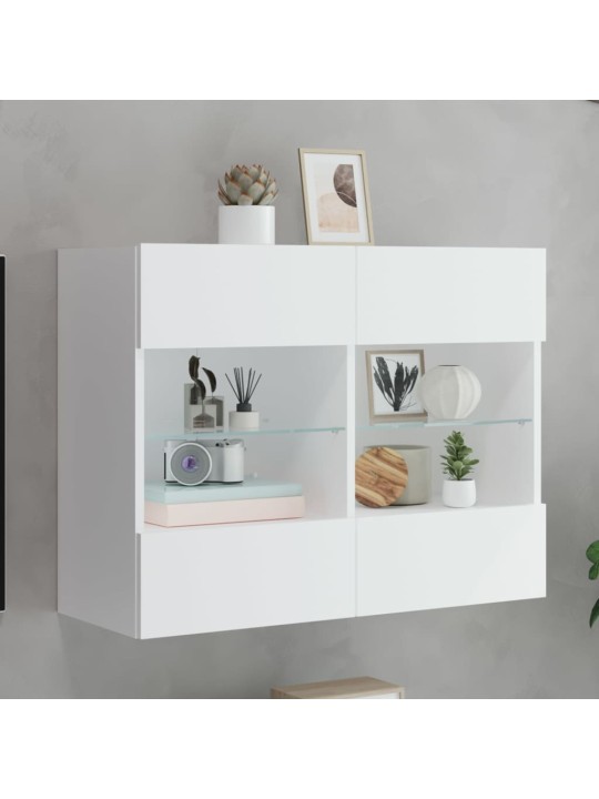 Tv galdiņš ar led lampiņām, balti, 78,5x30x60,5 cm