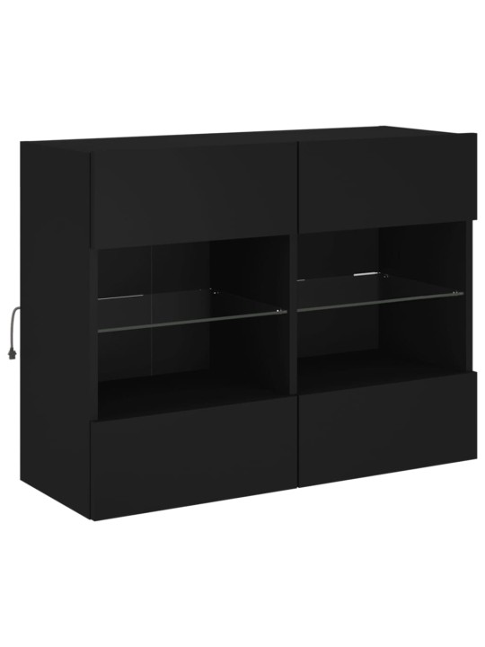 Tv galdiņš ar led lampiņām, melni, 78,5x30x60,5 cm