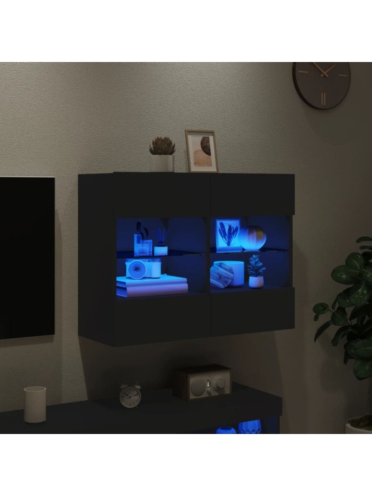 Tv galdiņš ar led lampiņām, melni, 78,5x30x60,5 cm