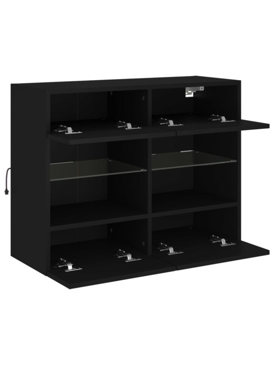 Tv galdiņš ar led lampiņām, melni, 78,5x30x60,5 cm