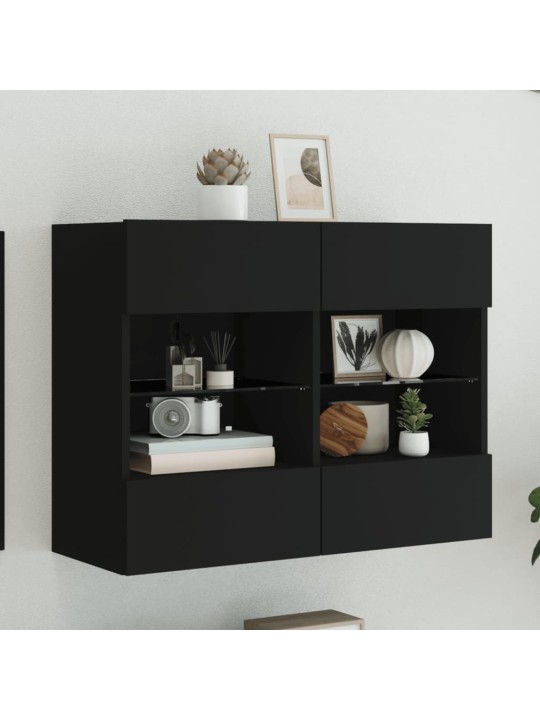 Tv galdiņš ar led lampiņām, melni, 78,5x30x60,5 cm
