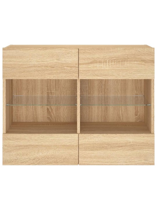 Tv plaukts ar led lampiņām, 78,5x30x60,5 cm, koka krāsā