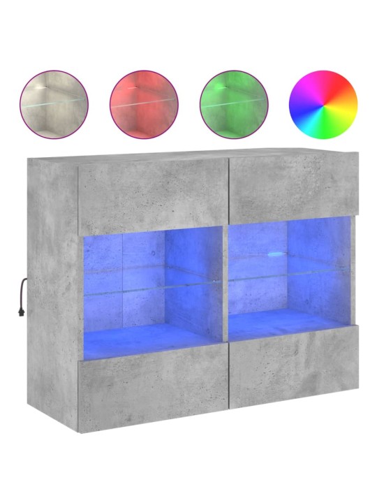 Tv galdiņi ar led lampiņām, betona pelēki, 78,5x30x60,5 cm