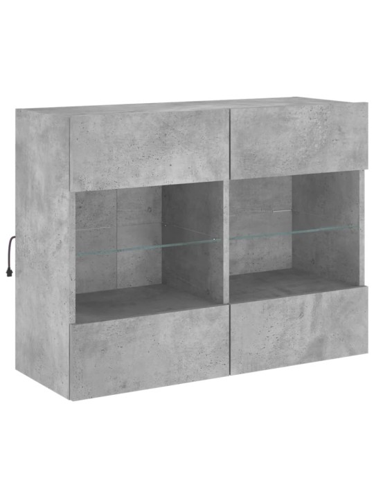 Tv galdiņi ar led lampiņām, betona pelēki, 78,5x30x60,5 cm
