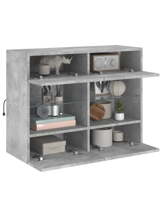 Tv galdiņi ar led lampiņām, betona pelēki, 78,5x30x60,5 cm