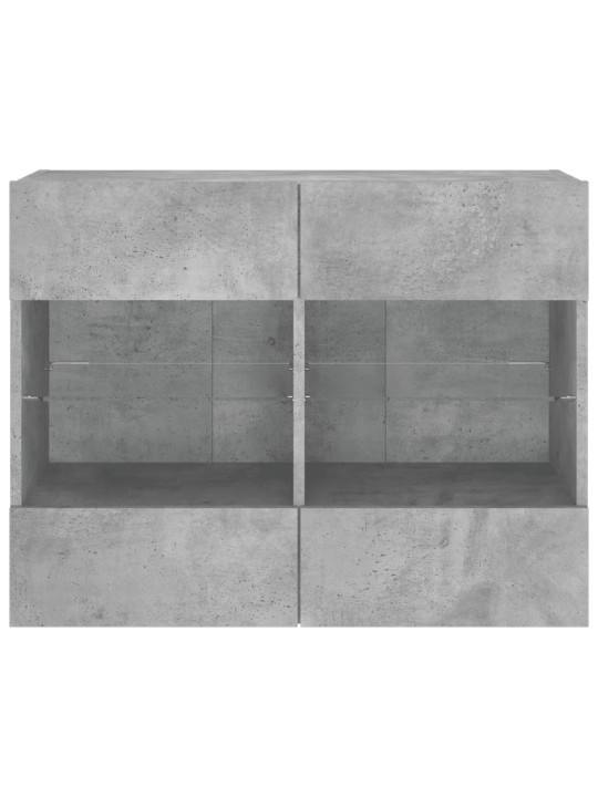 Tv galdiņi ar led lampiņām, betona pelēki, 78,5x30x60,5 cm