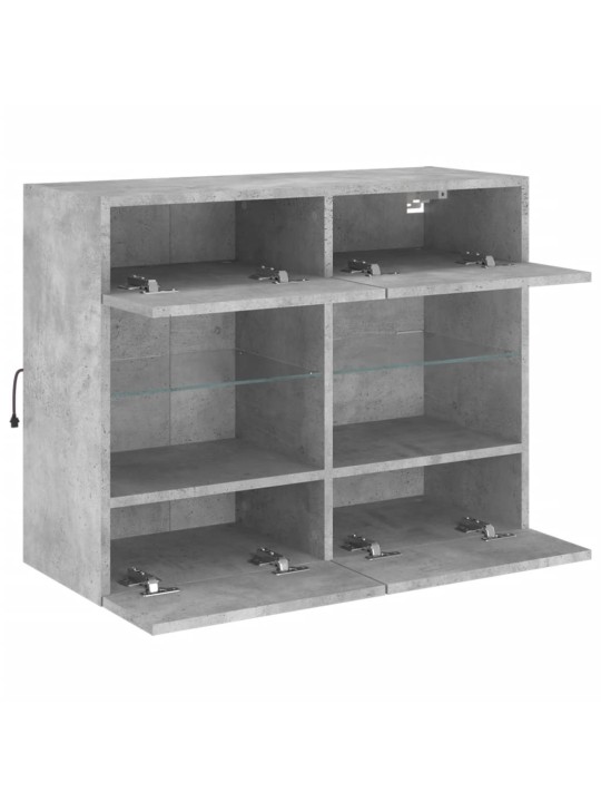 Tv galdiņi ar led lampiņām, betona pelēki, 78,5x30x60,5 cm