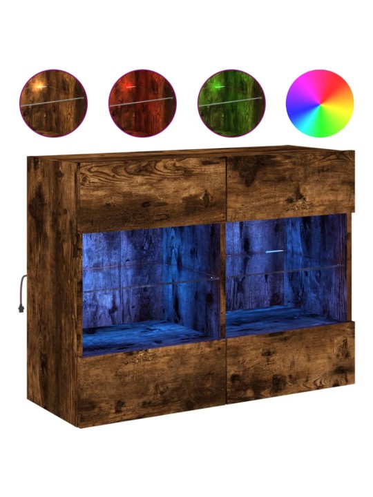Tv plaukti ar led lampiņām, 78,5x30x60,5 cm, ozolkoka krāsā
