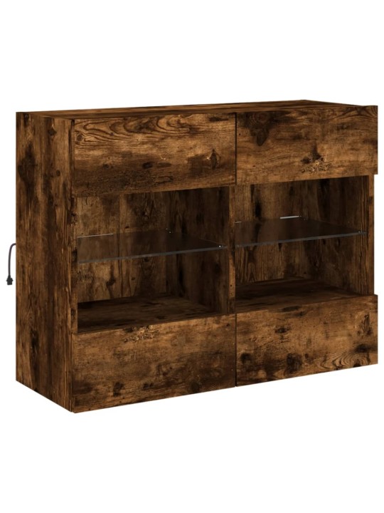 Tv plaukti ar led lampiņām, 78,5x30x60,5 cm, ozolkoka krāsā