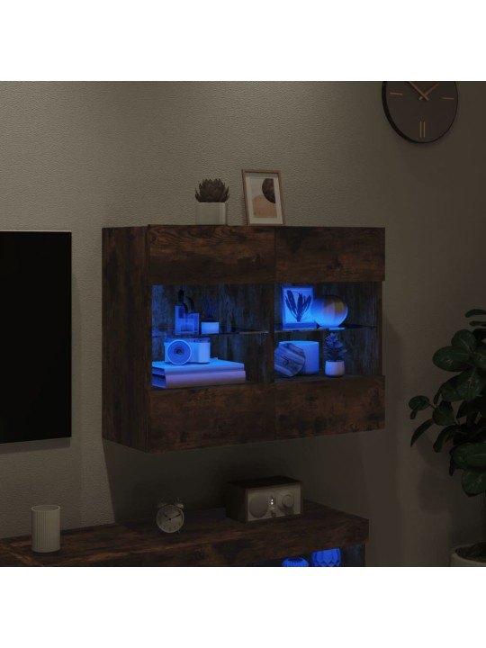 Tv plaukti ar led lampiņām, 78,5x30x60,5 cm, ozolkoka krāsā