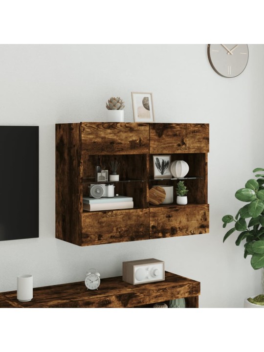 Tv plaukti ar led lampiņām, 78,5x30x60,5 cm, ozolkoka krāsā