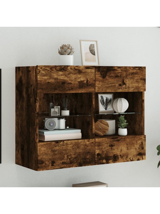 Tv plaukti ar led lampiņām, 78,5x30x60,5 cm, ozolkoka krāsā