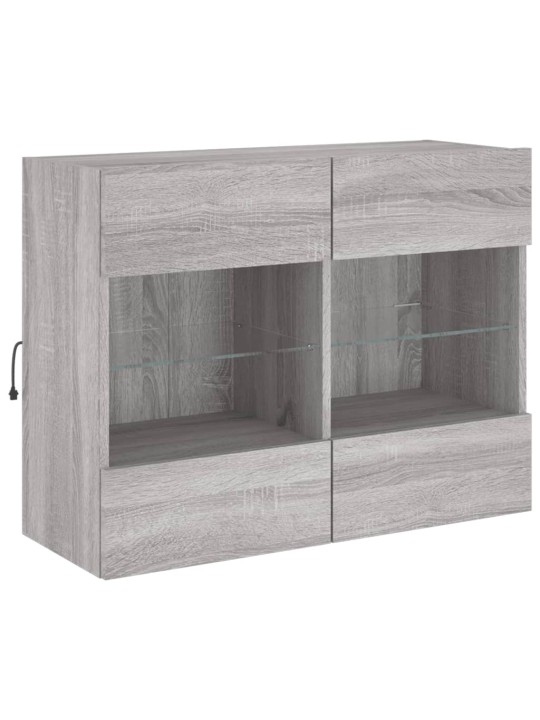Tv skapītis ar led lampiņām, pelēka ozola krāsa, 78,5x30x60,5cm