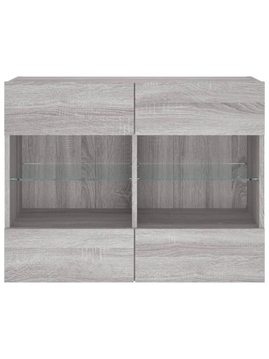 Tv skapītis ar led lampiņām, pelēka ozola krāsa, 78,5x30x60,5cm