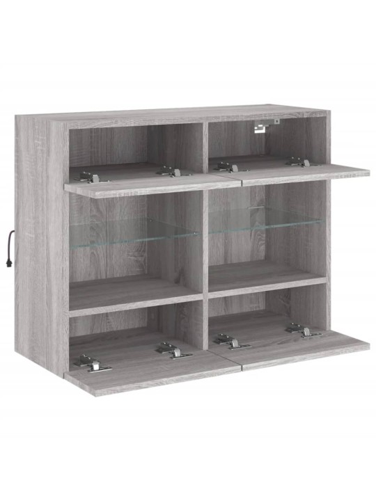 Tv skapītis ar led lampiņām, pelēka ozola krāsa, 78,5x30x60,5cm