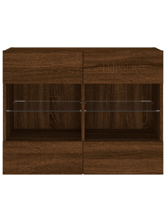 Tv plaukti ar led lampiņām, 78,5x30x60,5 cm, brūna ozolkoka
