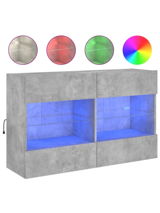 Tv galdiņi ar led lampiņām, betona pelēki, 98,5x30x60,5 cm