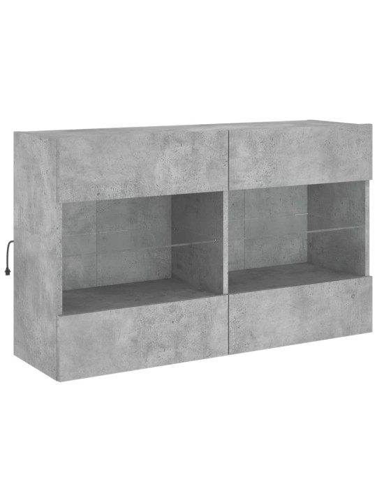 Tv galdiņi ar led lampiņām, betona pelēki, 98,5x30x60,5 cm