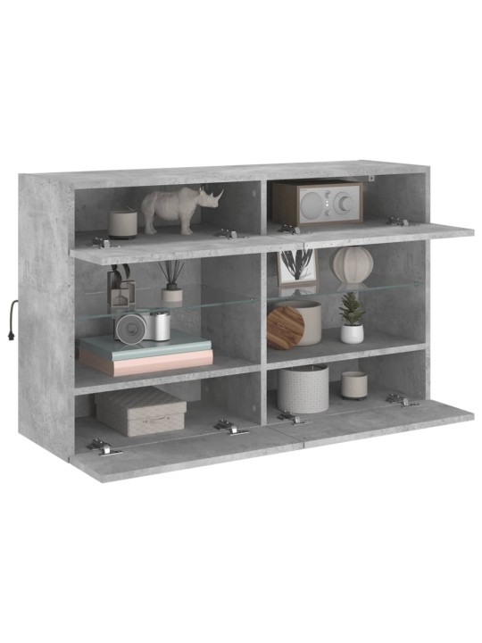 Tv galdiņi ar led lampiņām, betona pelēki, 98,5x30x60,5 cm